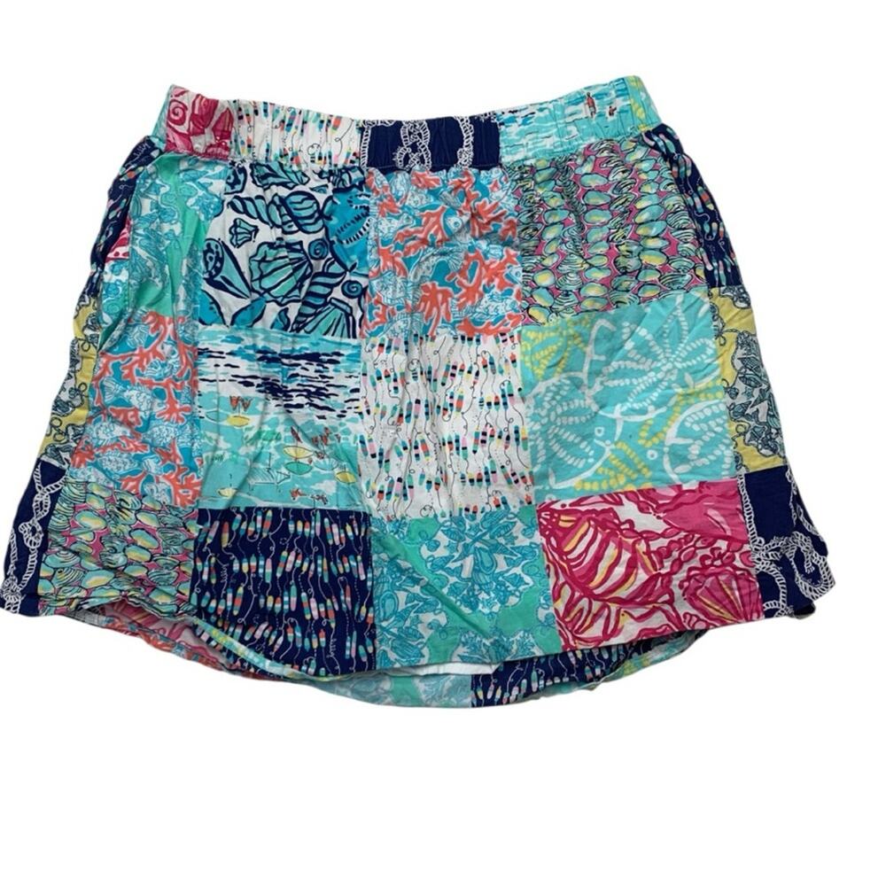 Lilly Pulitzer size extra small patchwork skirt tropical blue green nautical xs